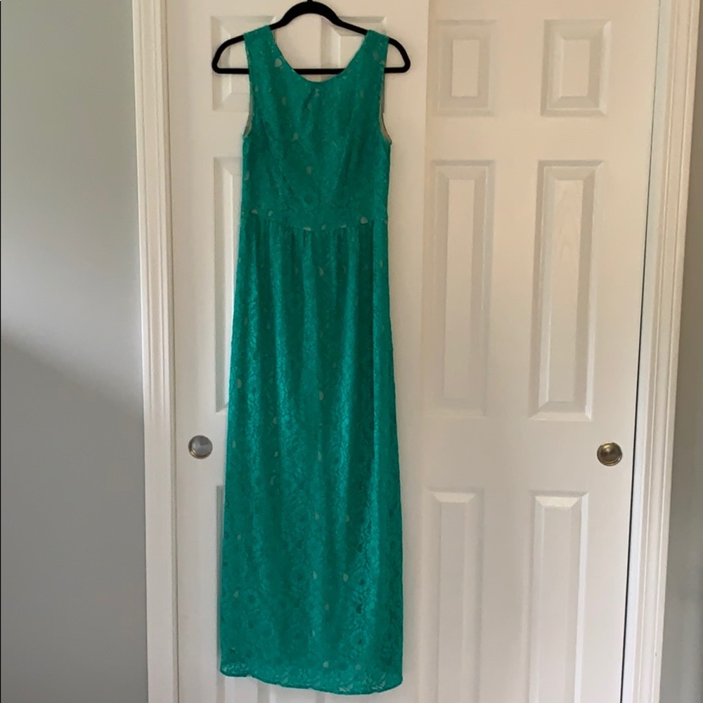 Emerald Green Oasis Lace Maxi Dress Size 8